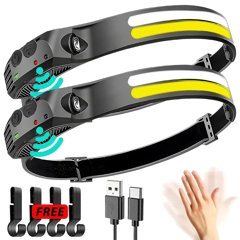 Verified Linterna frontal LED con sensor recargable por USB linterna frontal LED con batería 18650 linterna frontal para acampar y pescar. High-Quality