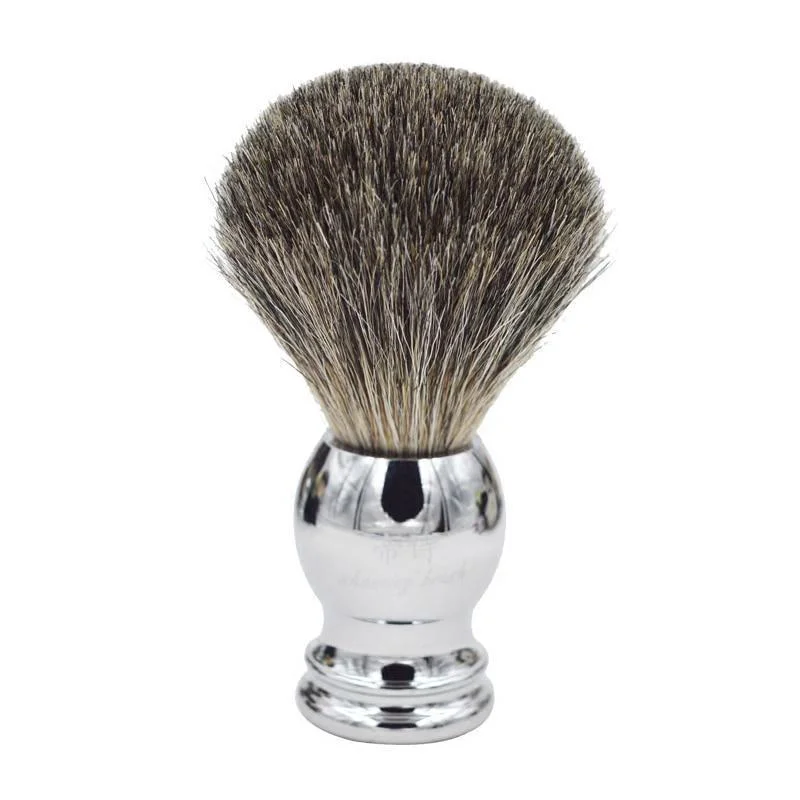 Trendy Brocha de afeitar de pelo de tejón puro con mango de metal Fashionable