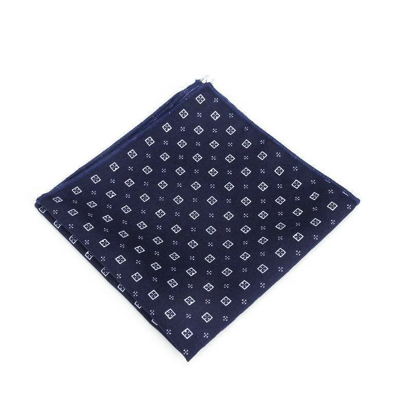 Trendy Pañuelo de algodón azul marino geométrico Long-Lasting