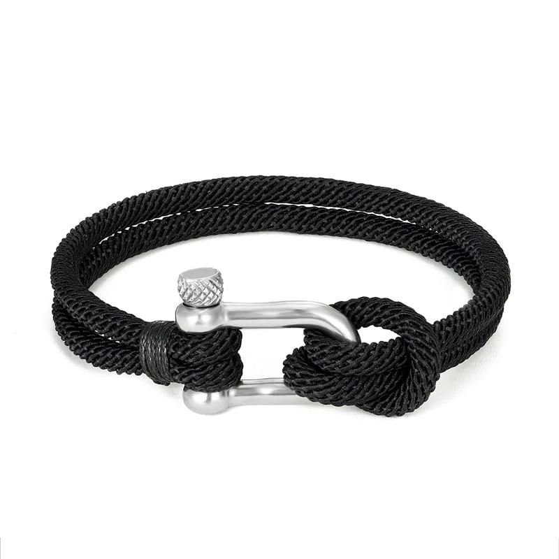 Versatile Gordi Pulsera de cuerda maciza con grillete en forma de U de plata Powerful