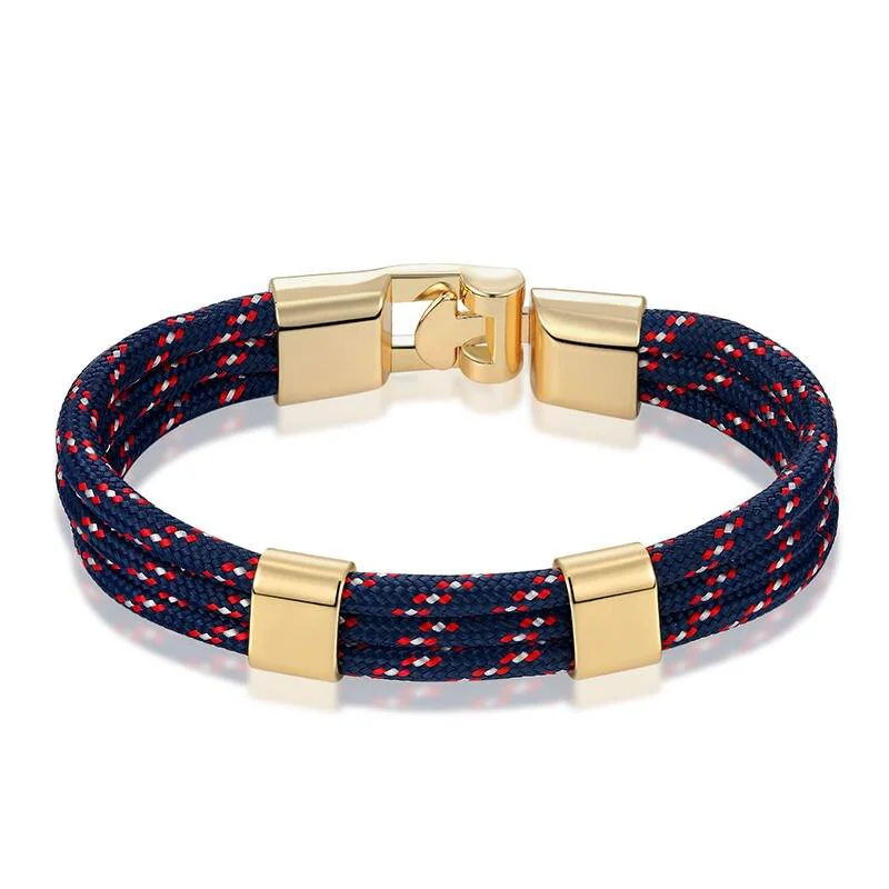 Smooth Gianluigi Pulsera de cuerda náutica con hebilla dorada Detailed