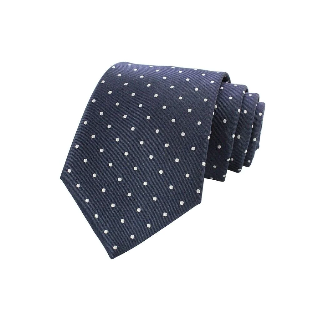 Casual Corbata de seda lisa de lunares pequeños First-Class