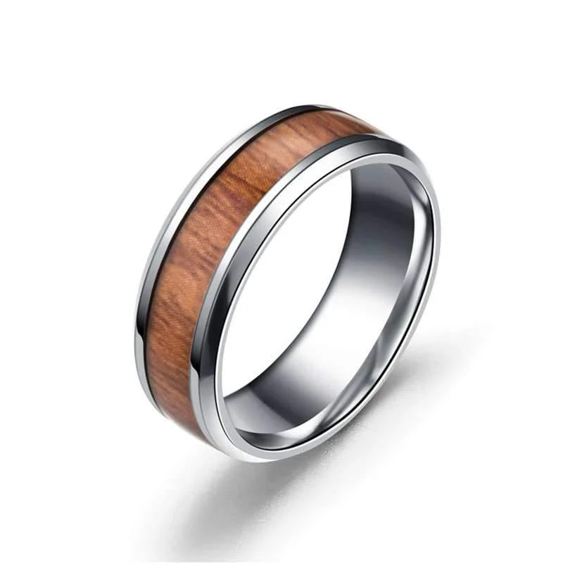 Versatile Anillo de acero inoxidable 316L y grano de madera Smart