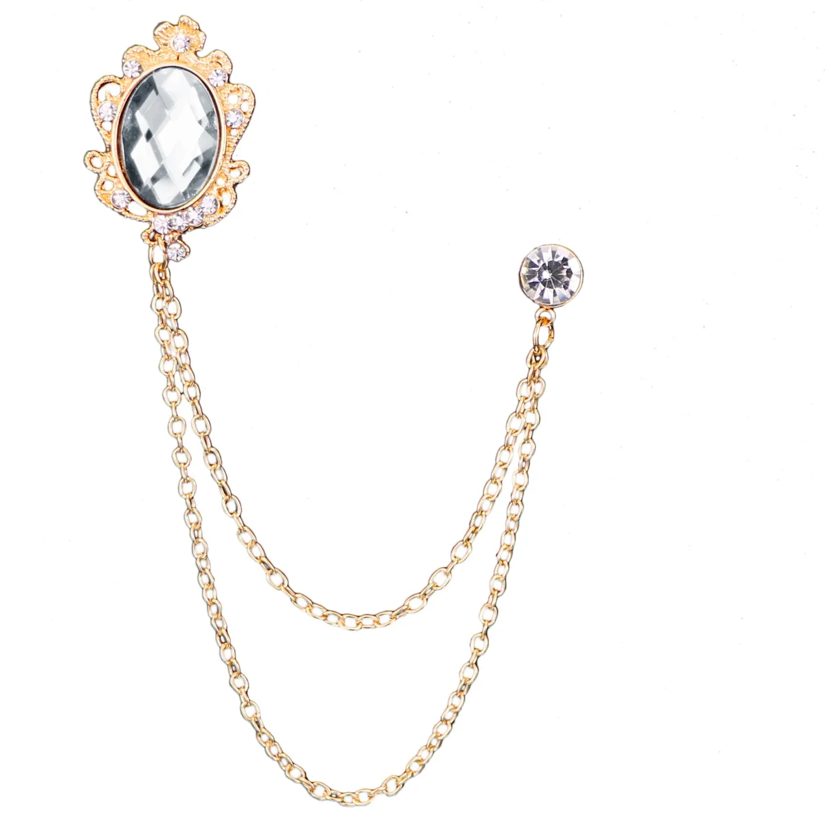 Verified Royal Crystal Gold-Tone Tassel Pin Flexible