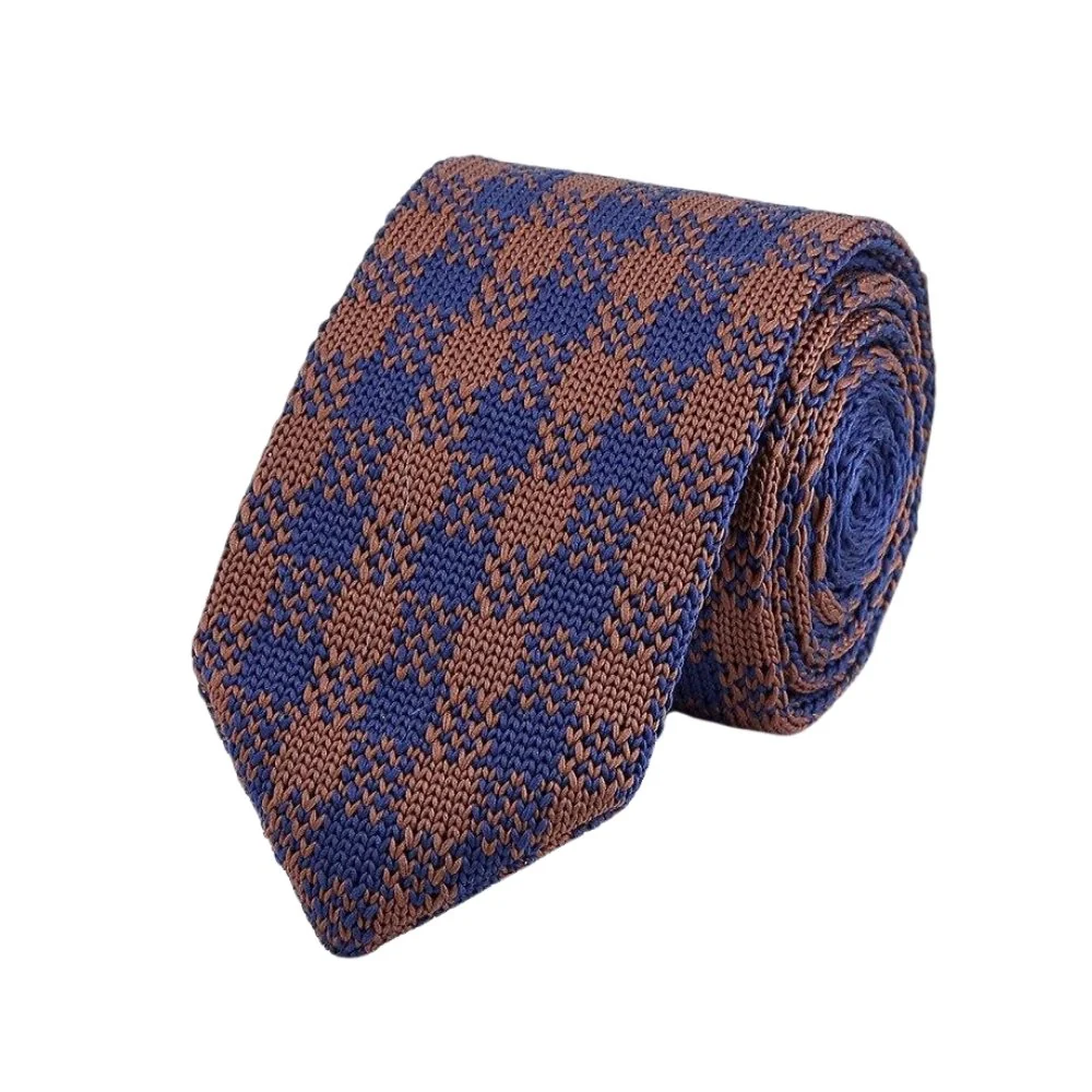 Comfortable Checkered Knitted Tie Genuine