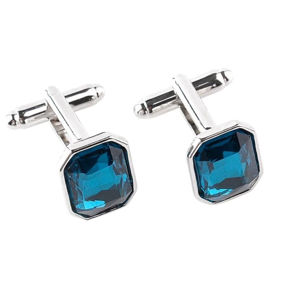 Smooth Deep Blue Crystal Cufflinks Fine
