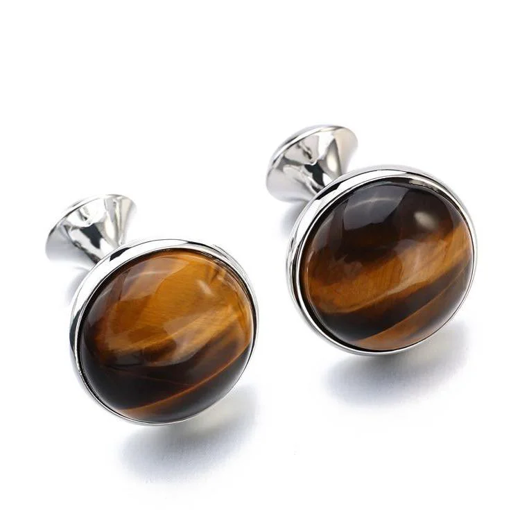 User-Friendly Tiger-Eye Stone Cufflinks Innovative