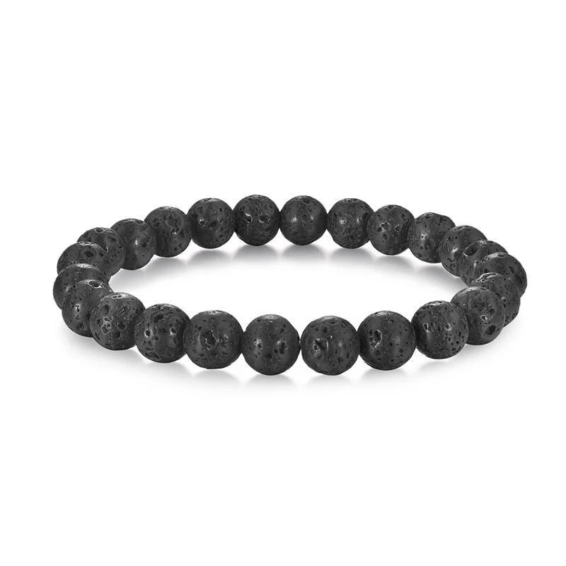 Comfortable Pulsera minimalista de cuentas de piedra de lava Stylish