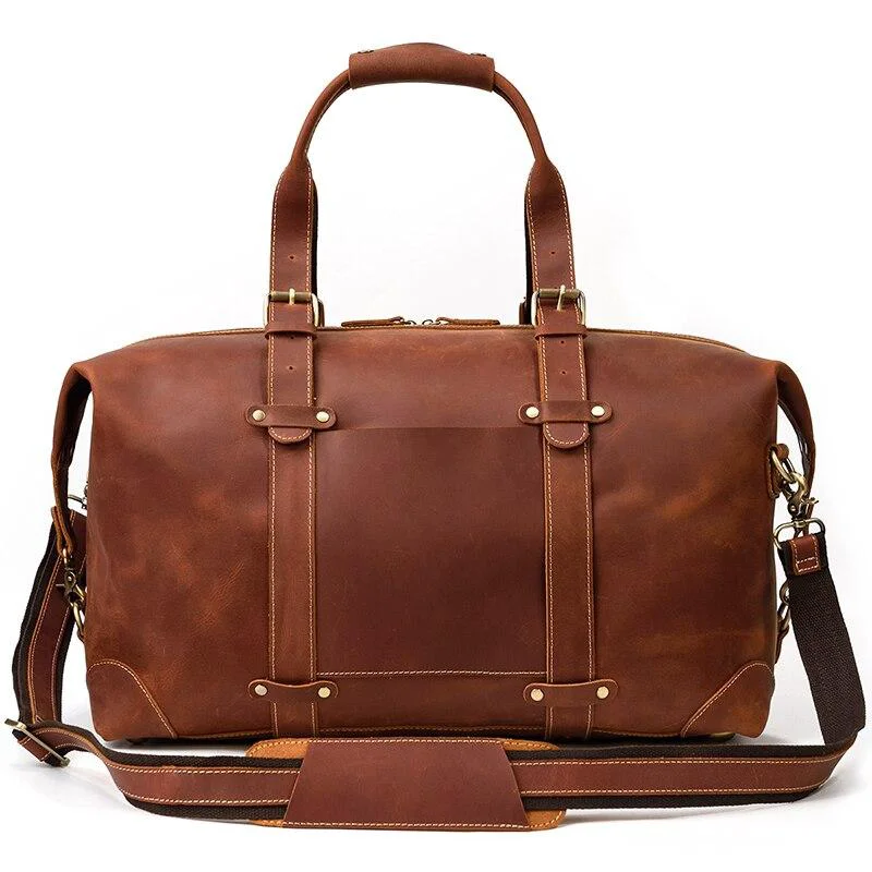 Stylish Duncan Bolsa de viaje de piel Crazy Horse Authentic