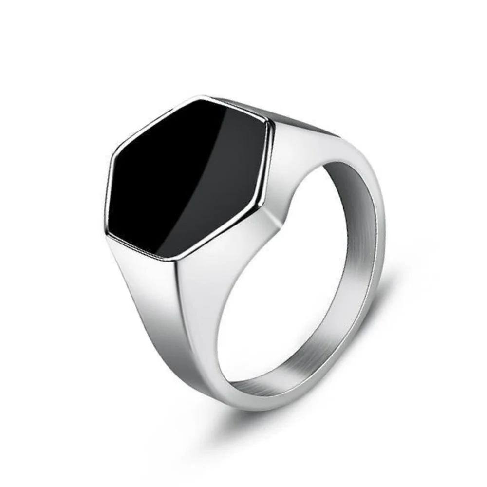 Consistent Anillo de sello hexagonal Elegant