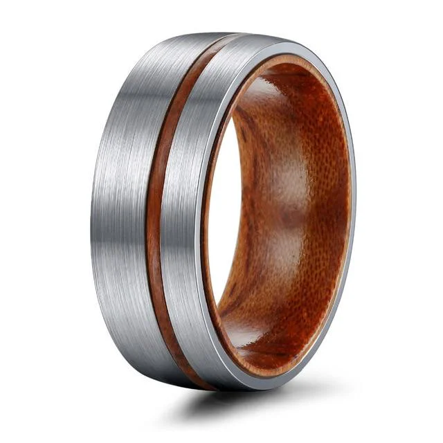 Verified Anillo de titanio Vintage Wood Groove Elite