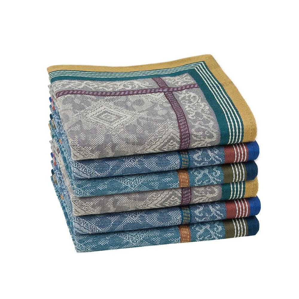 Stylish Set de 6 pañuelos de algodón jacquard Carefully Designed