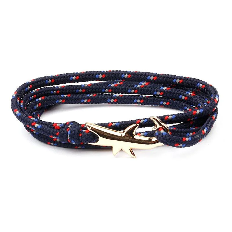 Versatile Pulsera de cuerda náutica Tiburón dorado Powerful