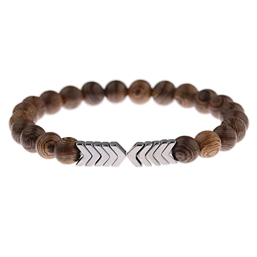 Comfortable Flecha de acero Pulsera de cuentas naturales Luxury