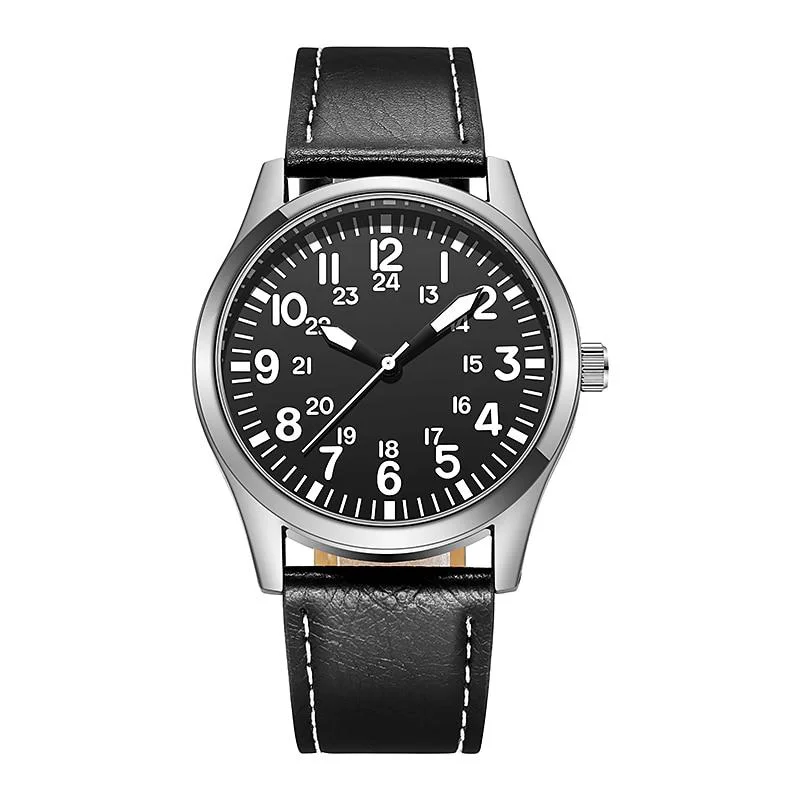 Sophisticated Yves Reloj de aviador clásico con correa de piel Recyclable