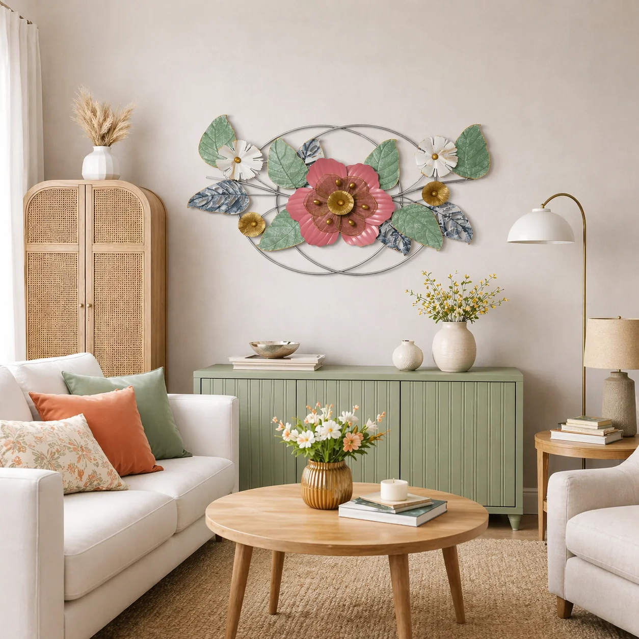 Professional Warm Blossom 3D Metal Wall Art 45in x 24in Innovative
