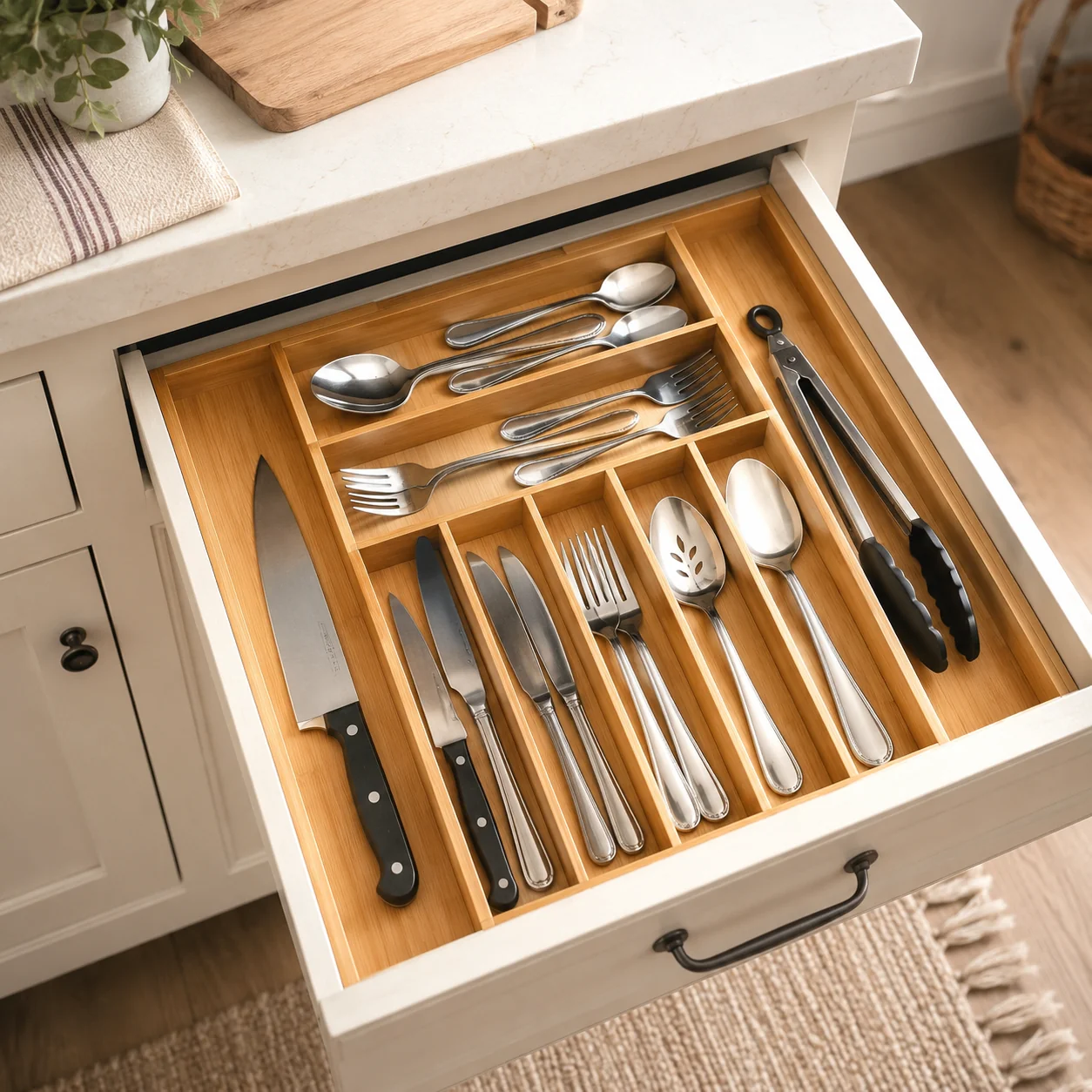 Excellent Rowan Expandable Bamboo Utensil Drawer Organizer Stylish