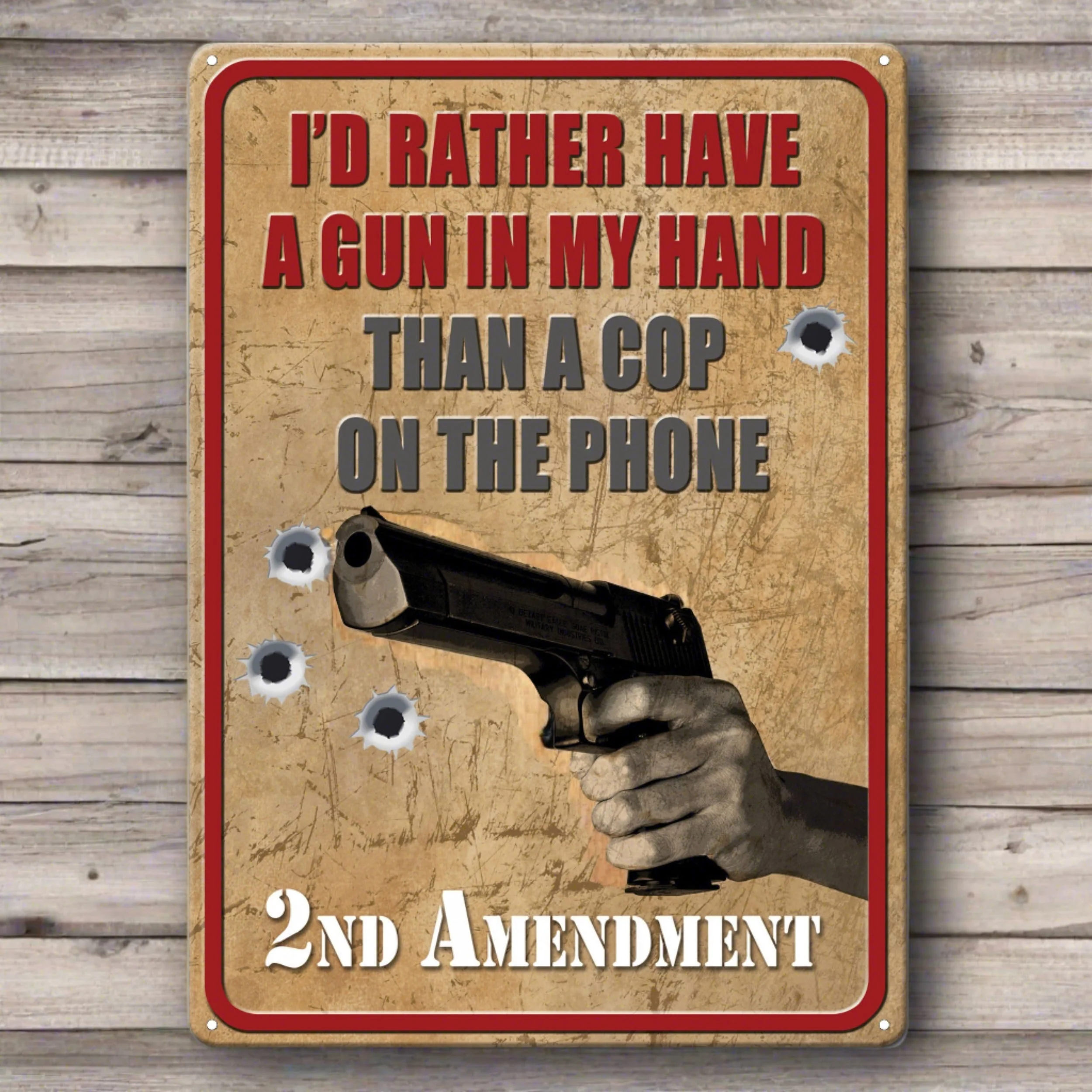 Contemporary Tin Sign 12in x 17in-Rather Have a Gun Secure