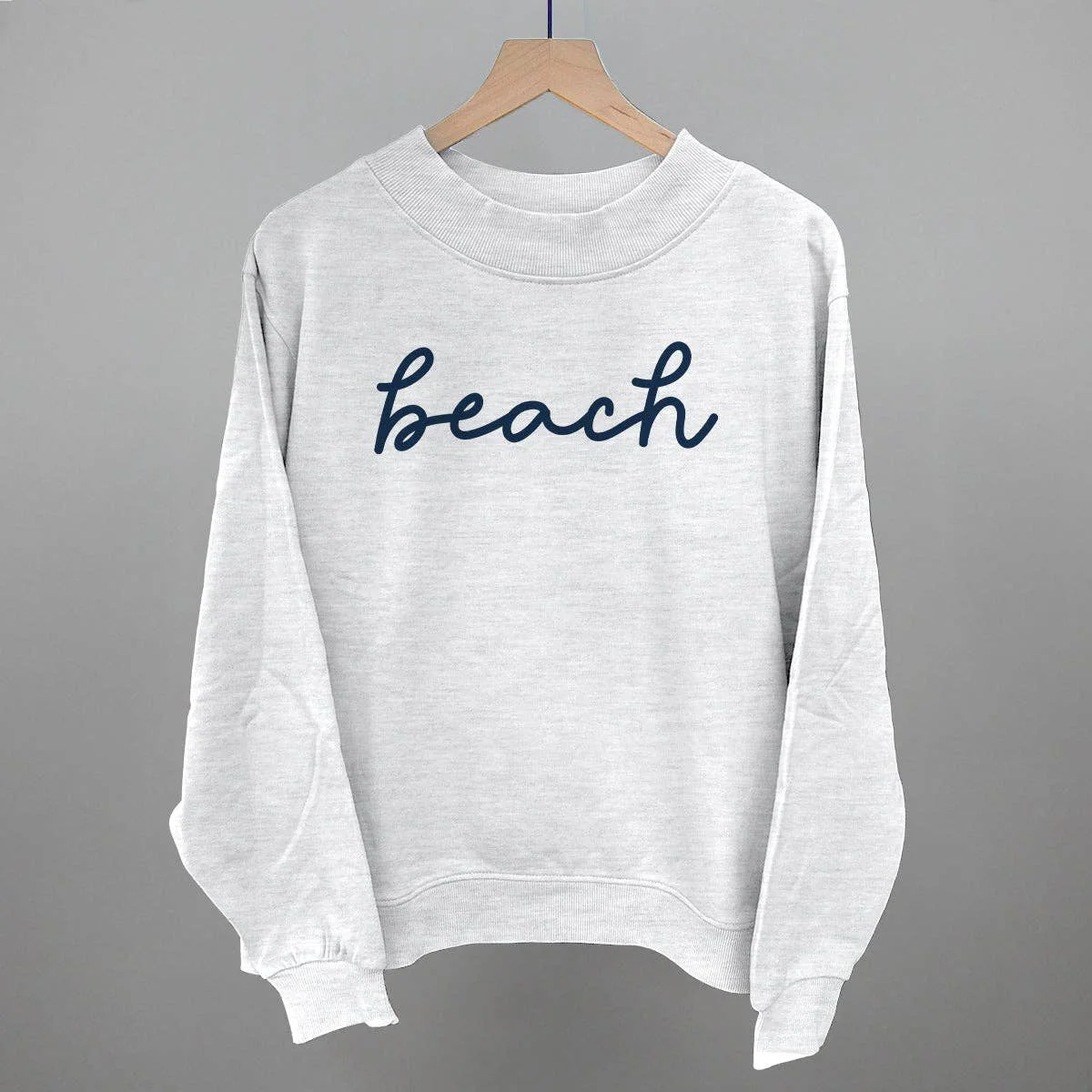 Casual Beach Script — Oversized French Terry Mockneck Fashionable