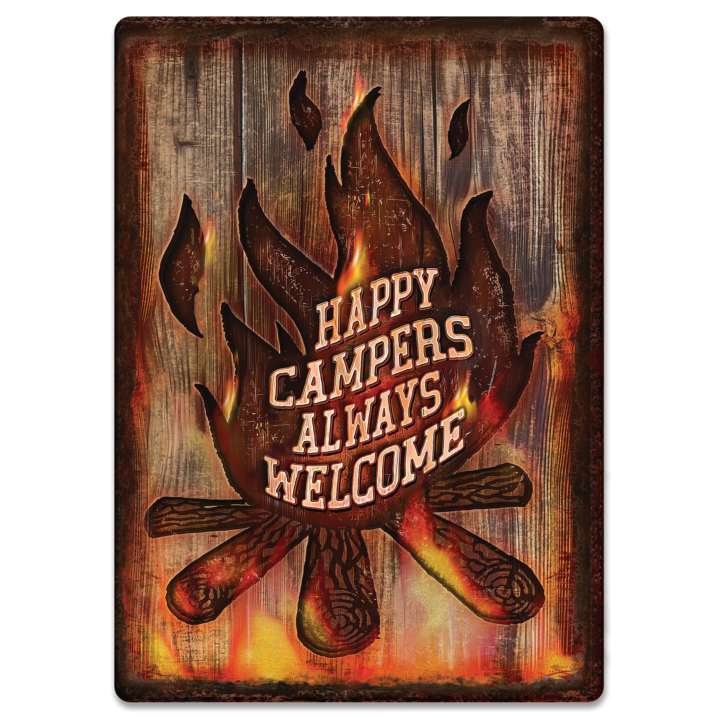 Convenient Tin Sign 12in x 17in-Campers Welcome Advanced