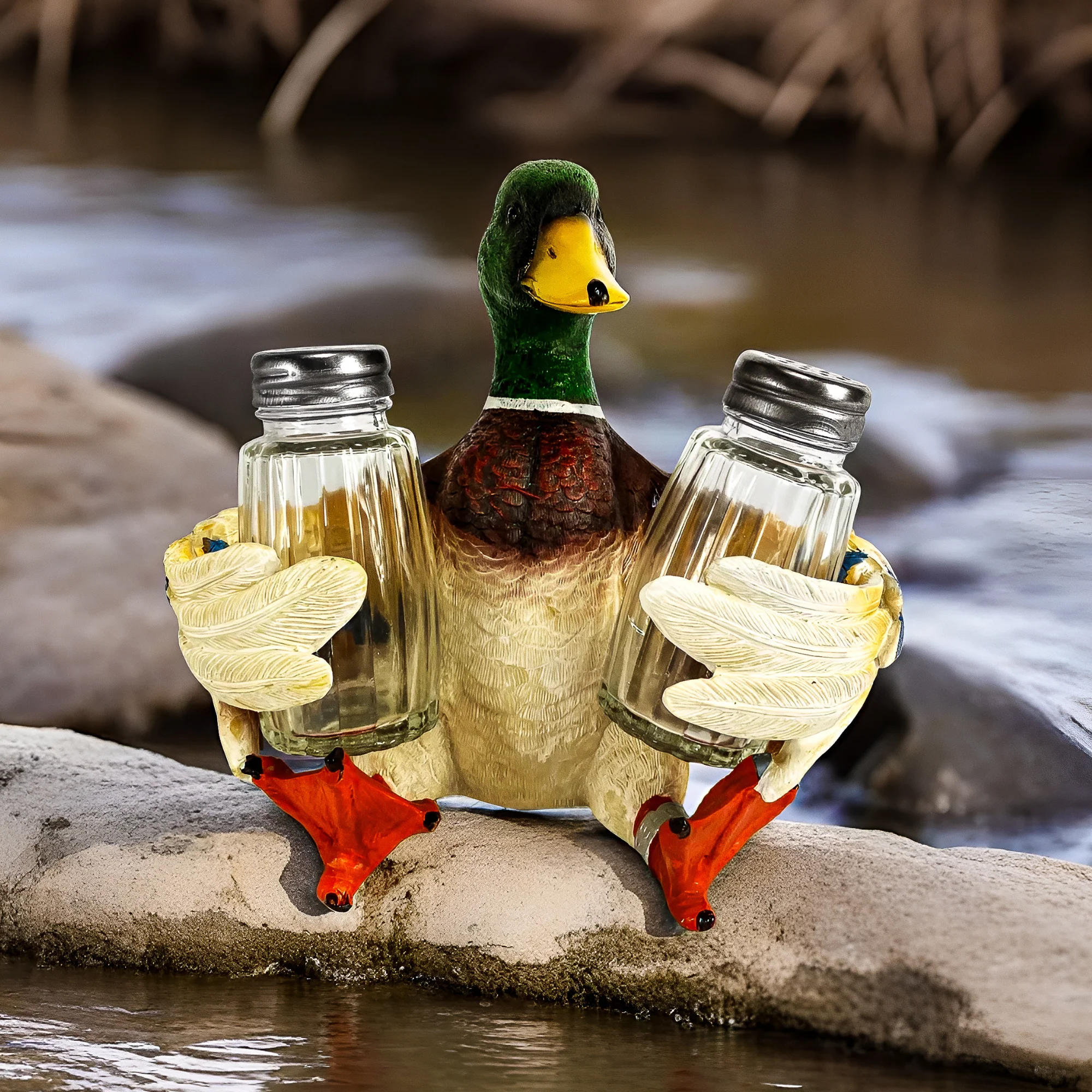 Soft Salt and Pepper Shakers-Duck Holding Responsible