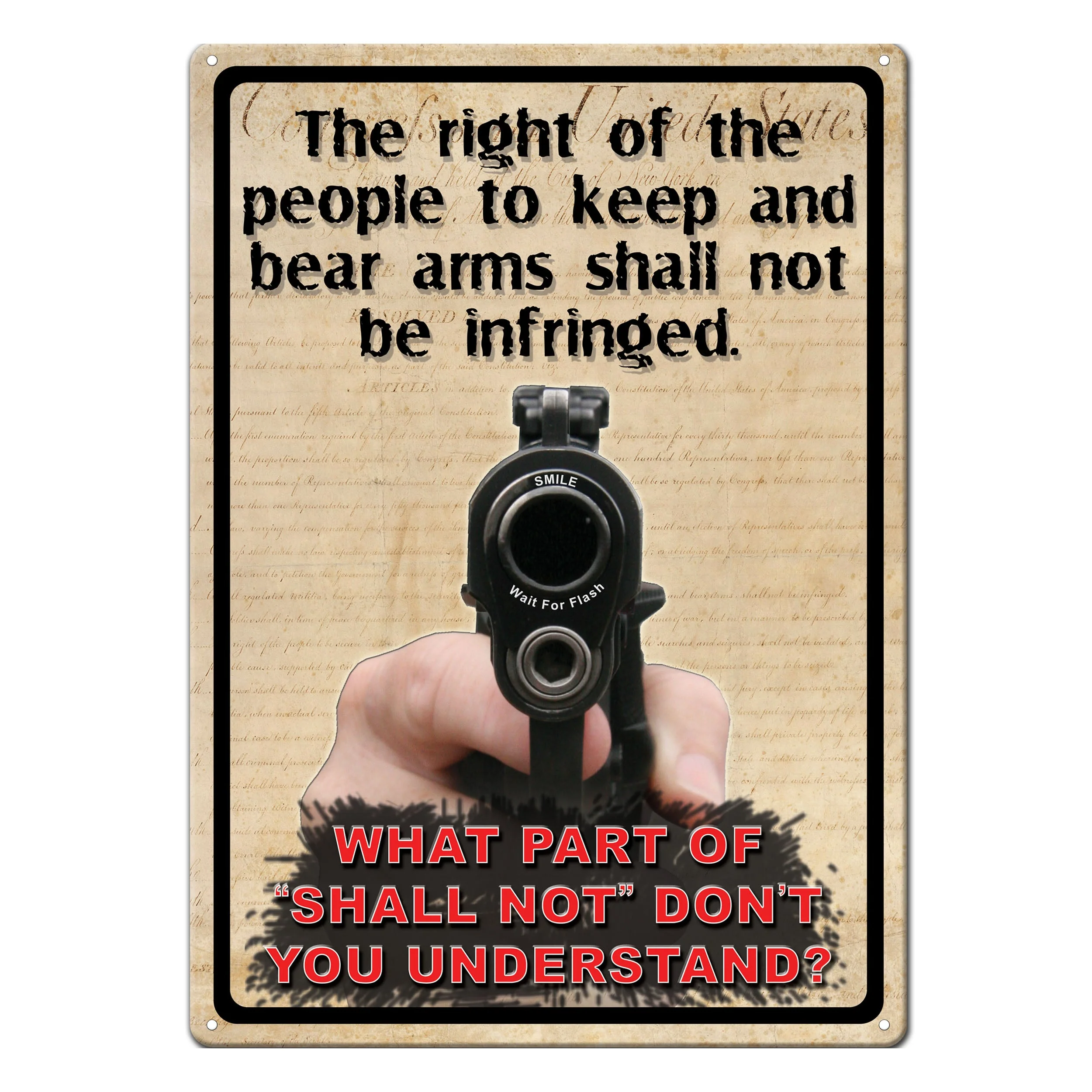 Casual Tin Sign 12in x 17in-Right to Bear Arms High-End