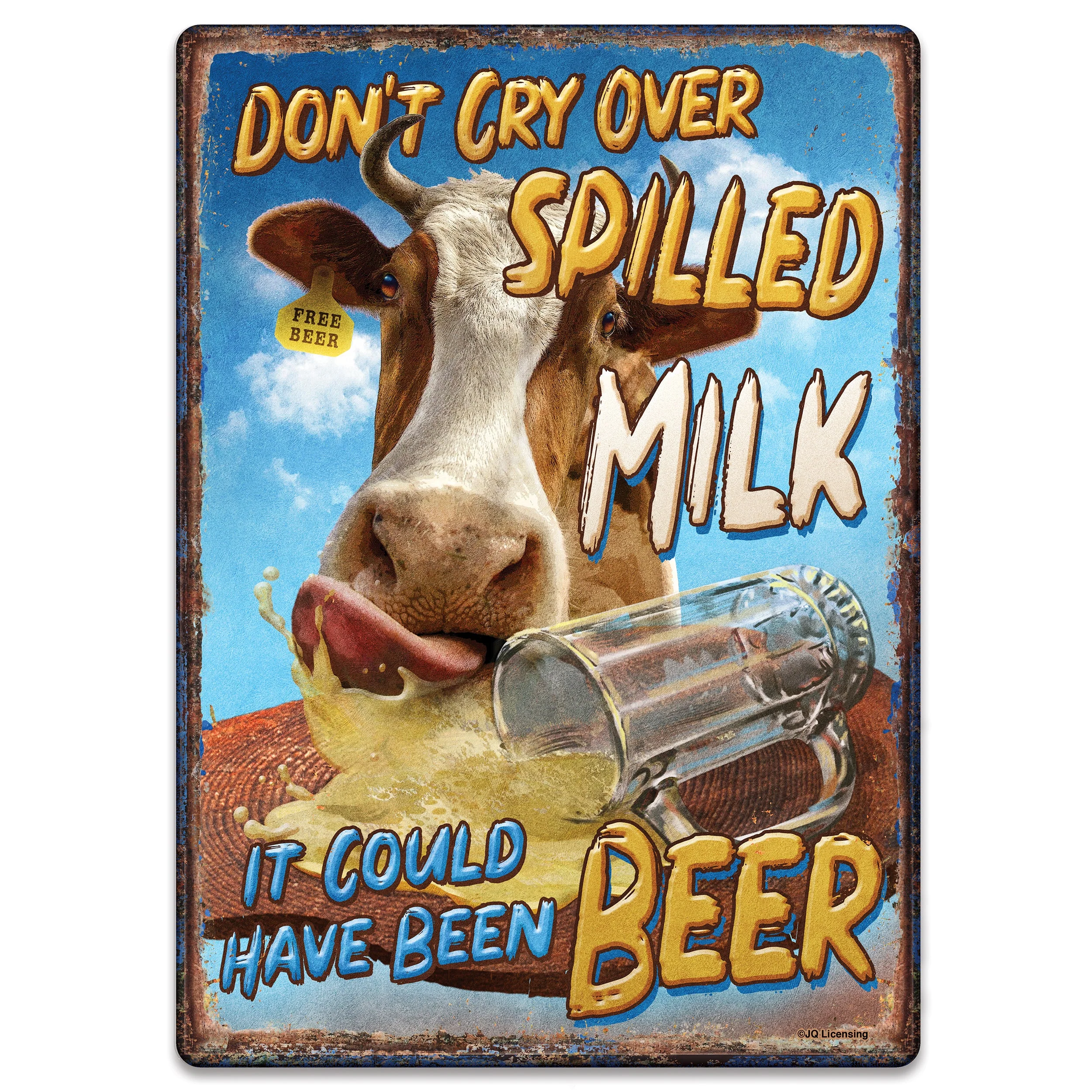 Stylish Metal Tin Signs Funny Vintage Personalized 12-Inch x 17-Inch - Milk Beer High-Quality