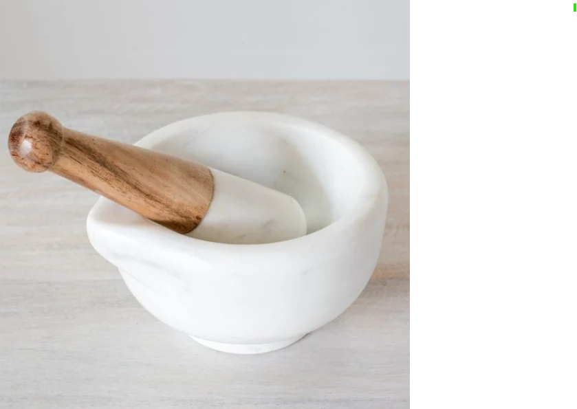 Classic White Marble Mortar Pestle Reusable
