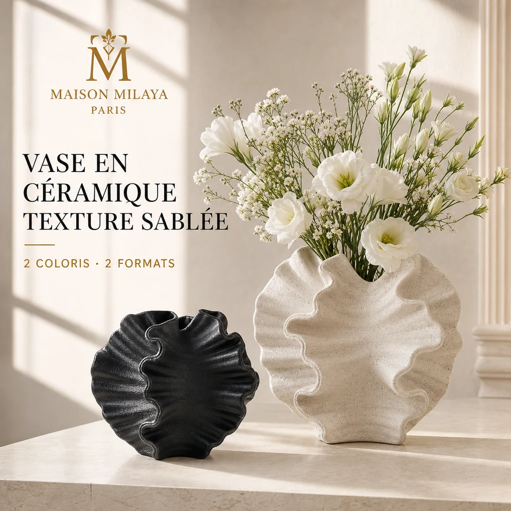 Healthy Vase en Céramique Texture Sablée – Maison Milaya Relaxed