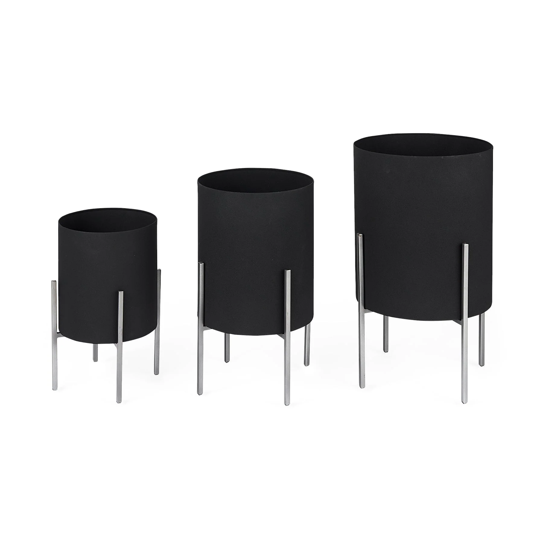 Innovative CLAYPOOLE SET OF 3 BLACK PLANT STANDS Natural