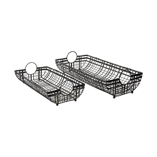 Flexible Kenneth Set of 2 24L x 12W Gray Metal Baskets Classic