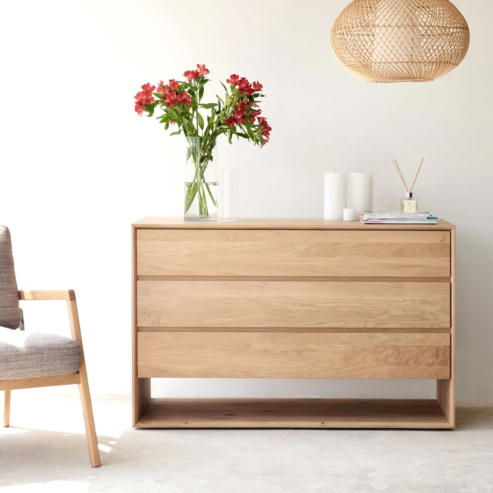 Soft Nordic Chest of Drawers Oak 130cm Secure