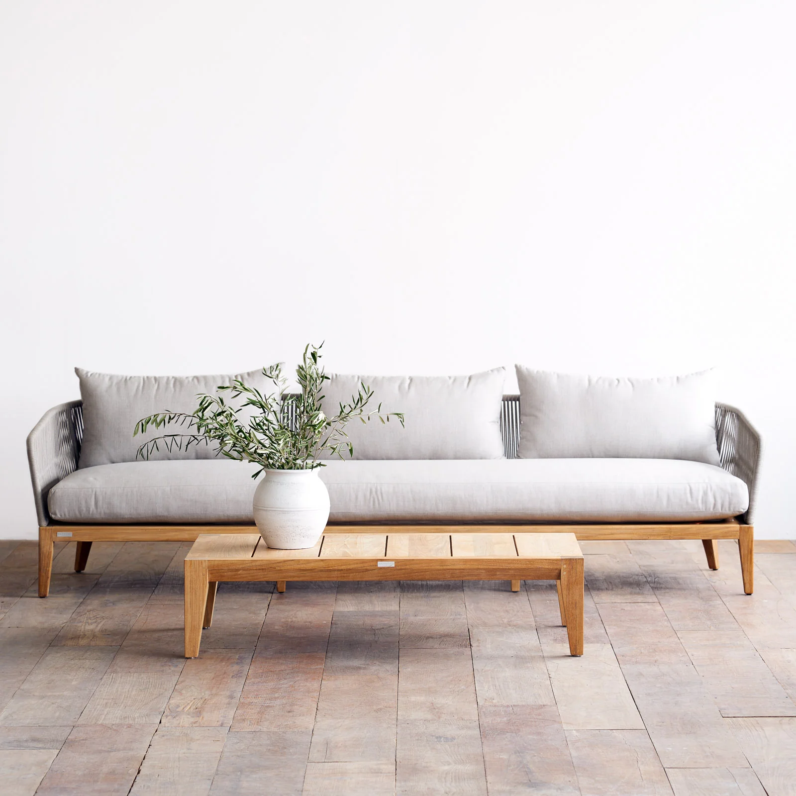 Exceptional Avalon Outdoor Sofa 3 Seater Teak Frame - Silver Grey 252cm Artisan