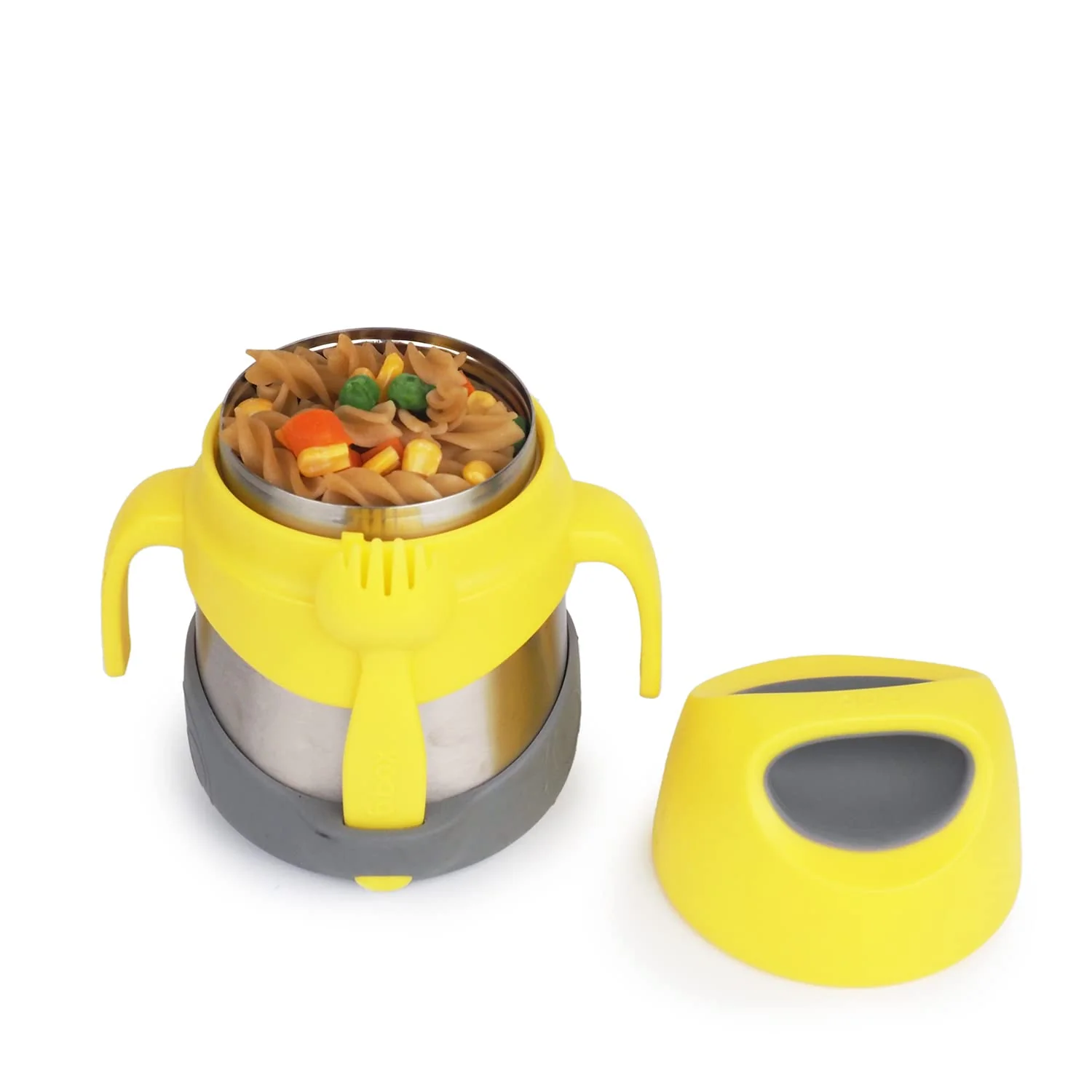 Fine b.box Insulated Food Jar with Spork 11 oz Lunch Containers for Kids Stainless Steel Lunch Box for Kids Food Containers Warm 5 Hours Easy Open Dishwasher Safe BPA — Lemon Sherbet Reusable