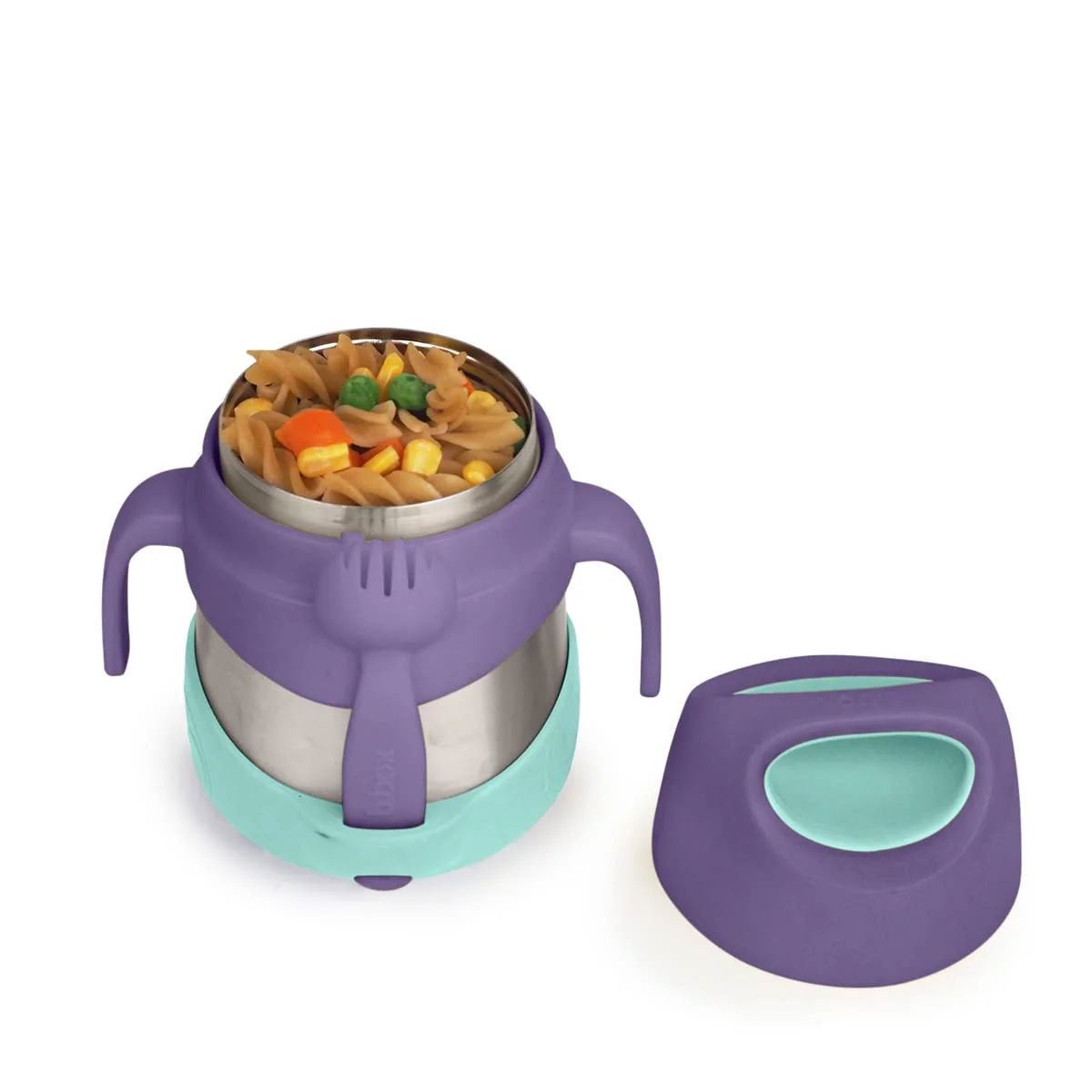 Environmentally Friendly b.box Insulated Food Jar with Spork 11 oz Lunch Containers for Kids Stainless Steel Lunch Box for Kids Food Containers Warm 5 Hours Easy Open Dishwasher Safe BPA — Lilac Pop Organic