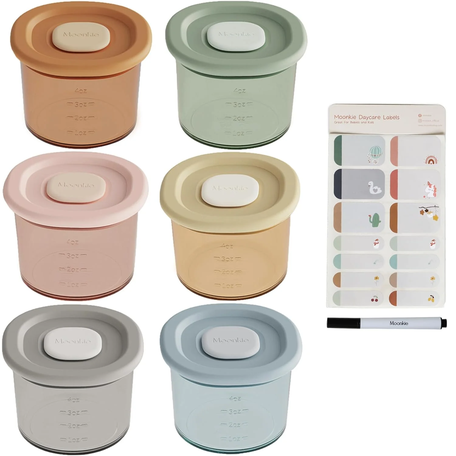 Smart Moonkie Silicone Baby Food Containers 4 oz Baby Food Storage Jars with Airtight Lids Reusable Baby Food Jars zer Microwave and Dishwasher Safe Artisan