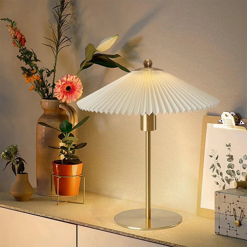 Sustainable Mid Century Modern Pleated Table Lamp Convenient