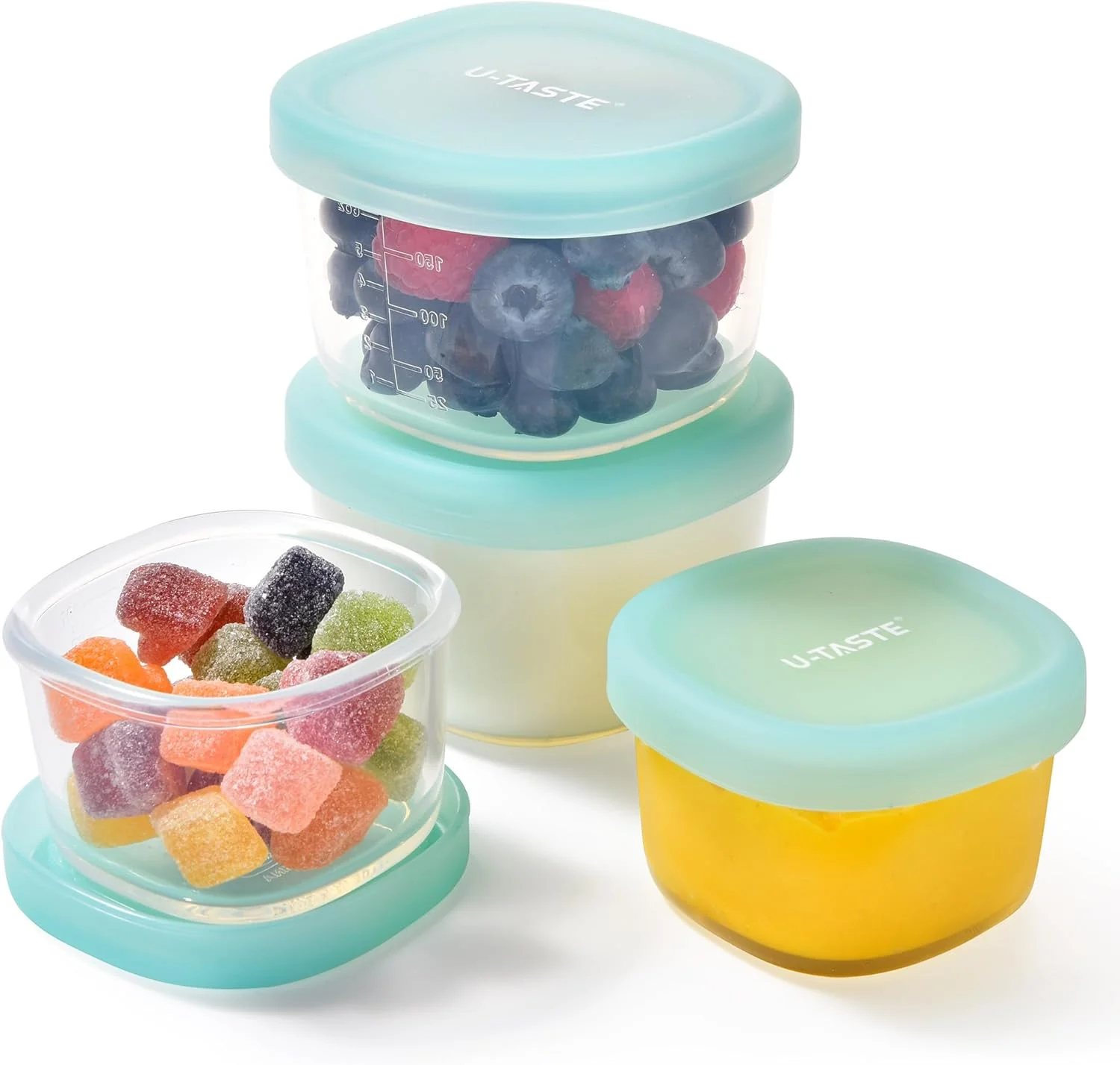 Proven U-Taste 3oz 6oz Small Storage Containers Food Grade Liquid-Silicone zer Box with Airtight Lid Microwave Safe with Clear Measurements High-End