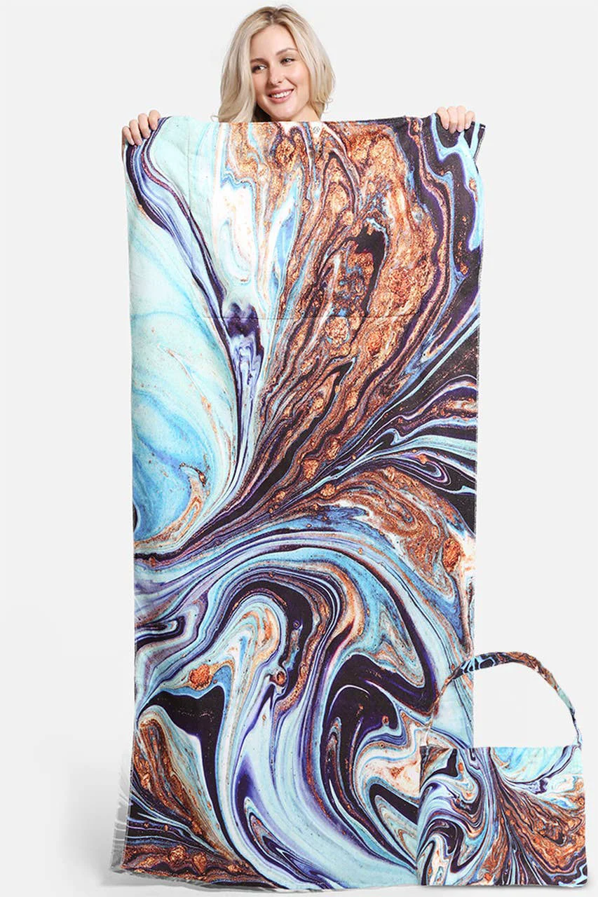 Official Geode Marble Print Beach Towel Bag Secure