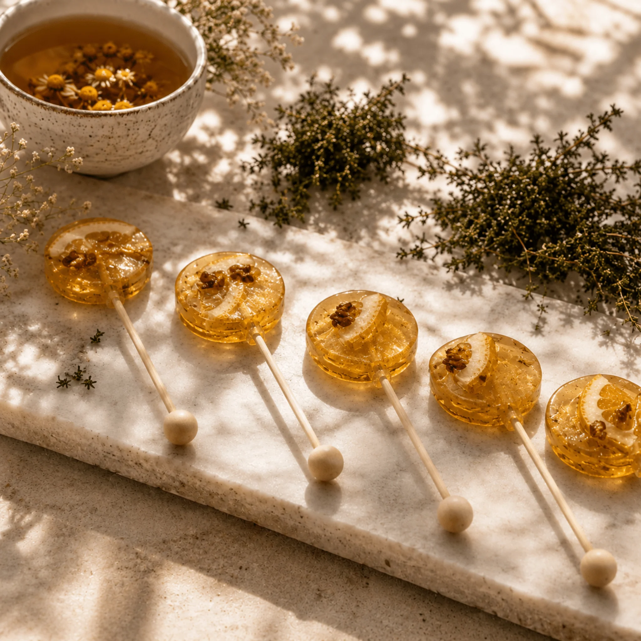 Verified Lemon Herbal Tea Lollipop Stir Sticks Gourmet Cocktail Sweetener Comfortable