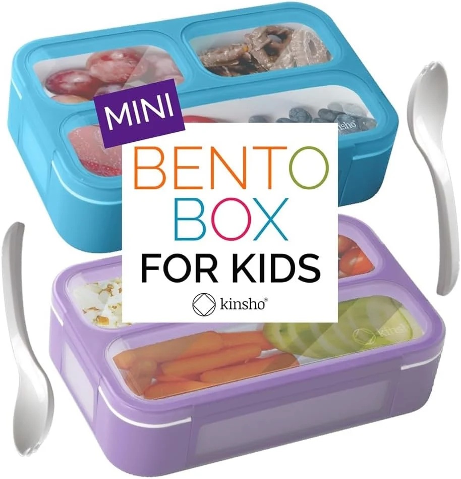 Natural kinsho Snack Containers for Kids Toddlers Baby Adults Mini Bento Lunch-Box Small Bento-Box Portion Container Toddler Pre-School Girls Boys Advanced