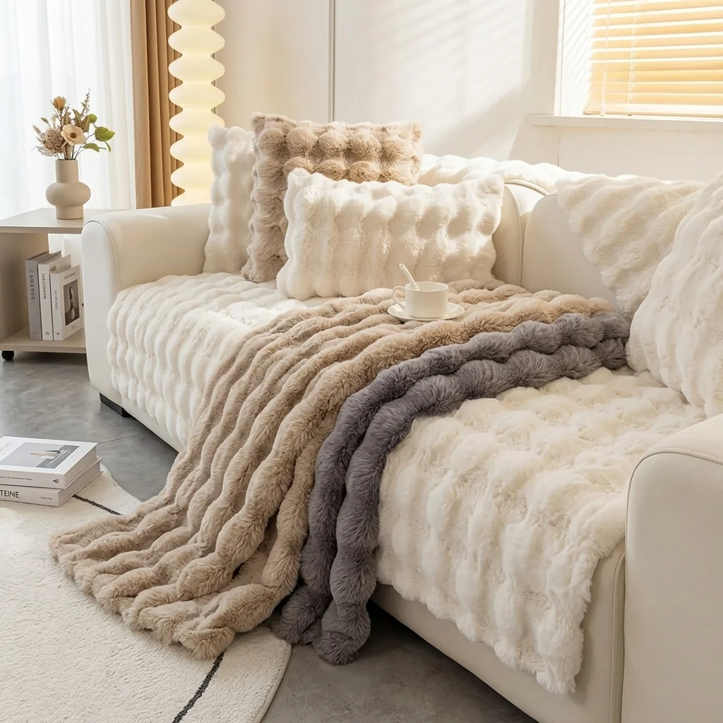 Exceptional Rabbit-Feel Plush Sofa Cover Non-Slip Water-Resistant Powerful