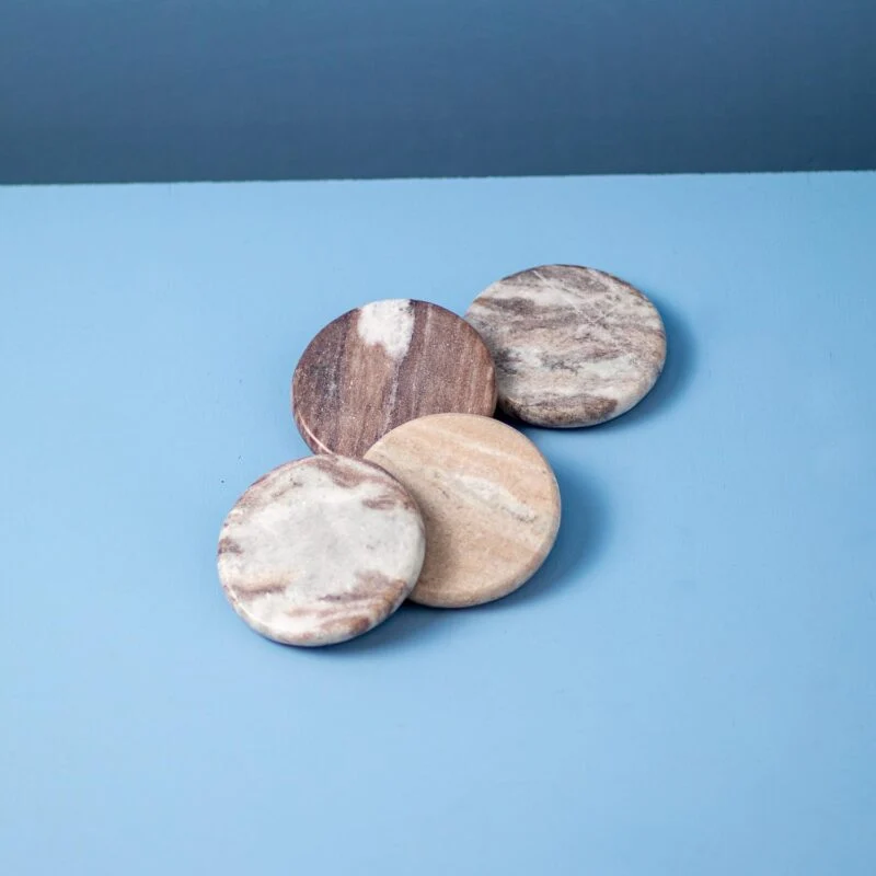 User-Friendly Waterfall Marble Round Coasters - Set of 4 Expertly Made