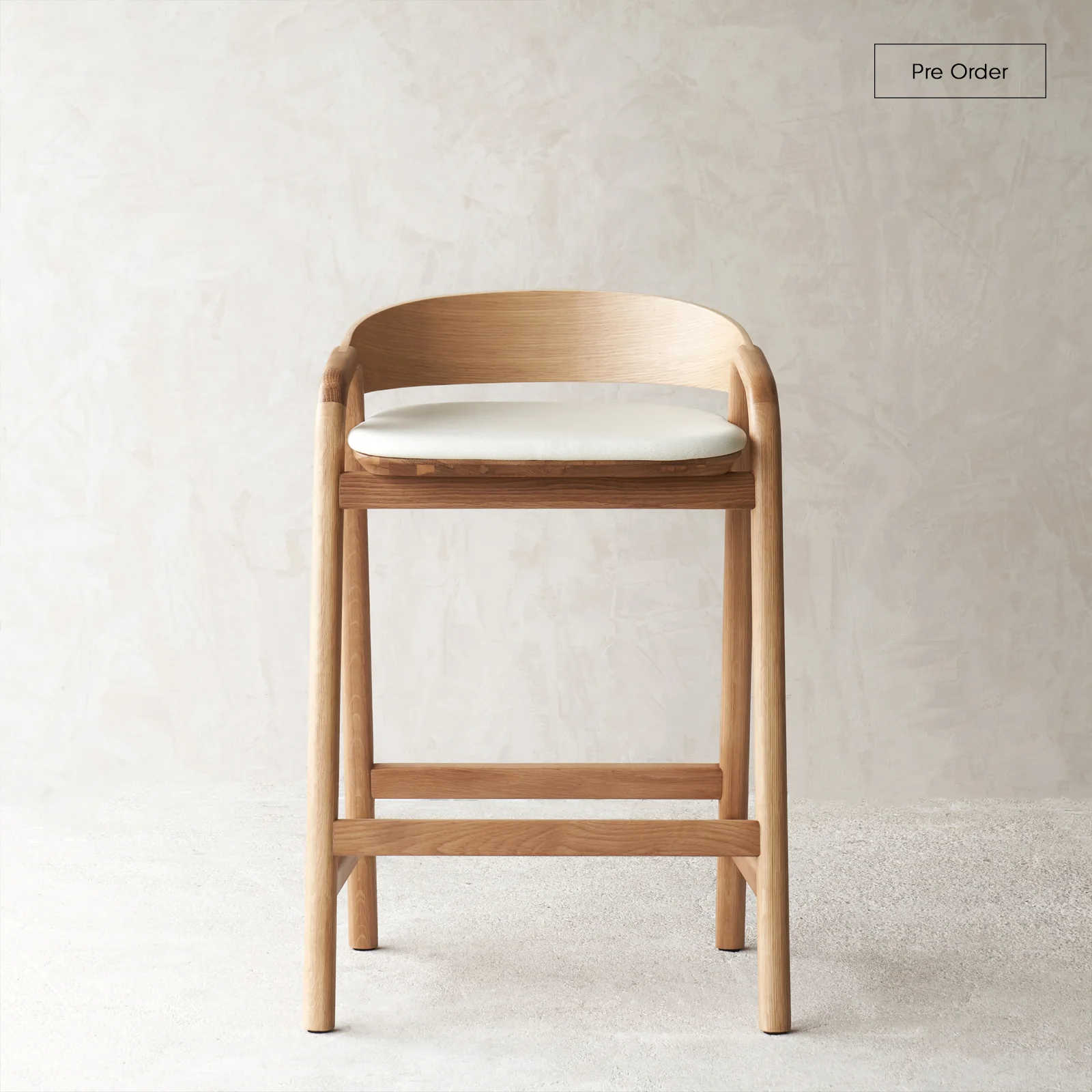 Genuine Inlay Counter Stool Oak Frame - Bespoke Leather Relaxed