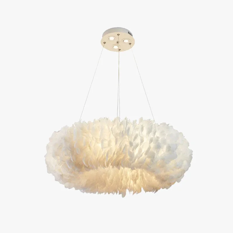 Outstanding O'Moore Romantic Ring Feather Metal Pendant Light Natural Ostrich Sophisticated