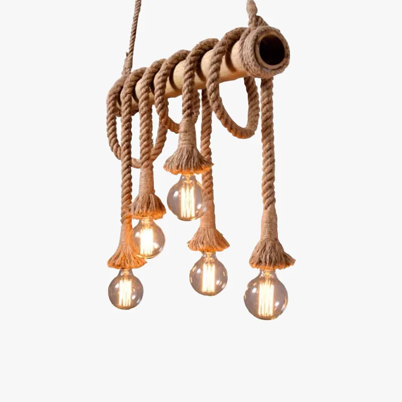 Lightweight Alessio Vintage Wood Rope Pendant Light Farmhouse Living Room User-Friendly