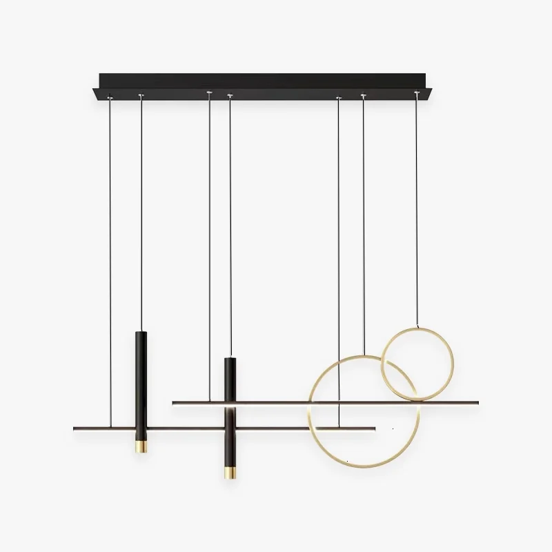 Quality Madina Modern Pendant Light LED Double Circle Gold Black High-End