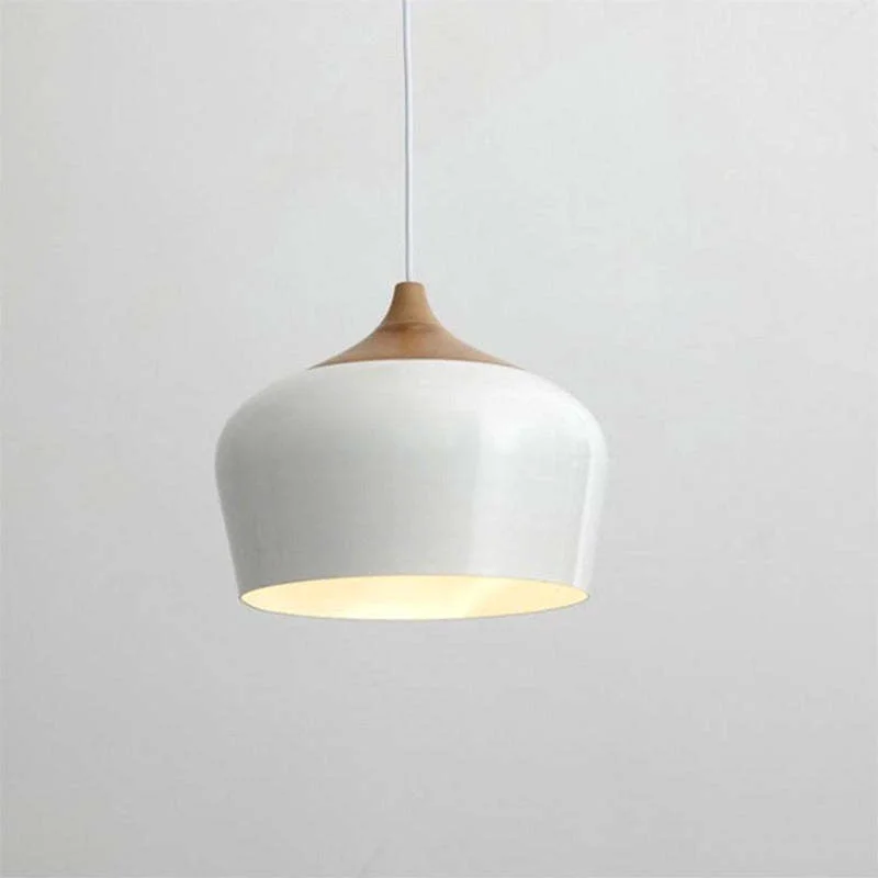 Proven Nazifa Minimalist Metal Wood Pendant Light Black White Reusable
