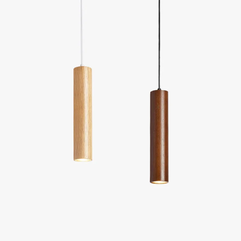 Fine Ozawa Cylindrical Wood Pendant Light for Bedroom Kitchen Island Genuine