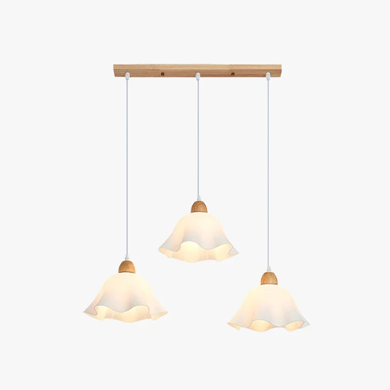 Professional Ozawa Minimalist Flower Acrylic Wood Pendant Light White Fine
